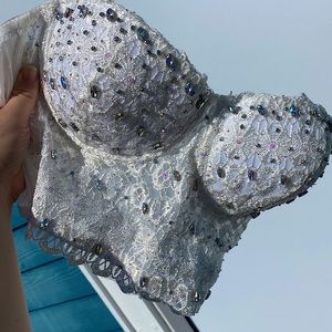 white lace jewel top